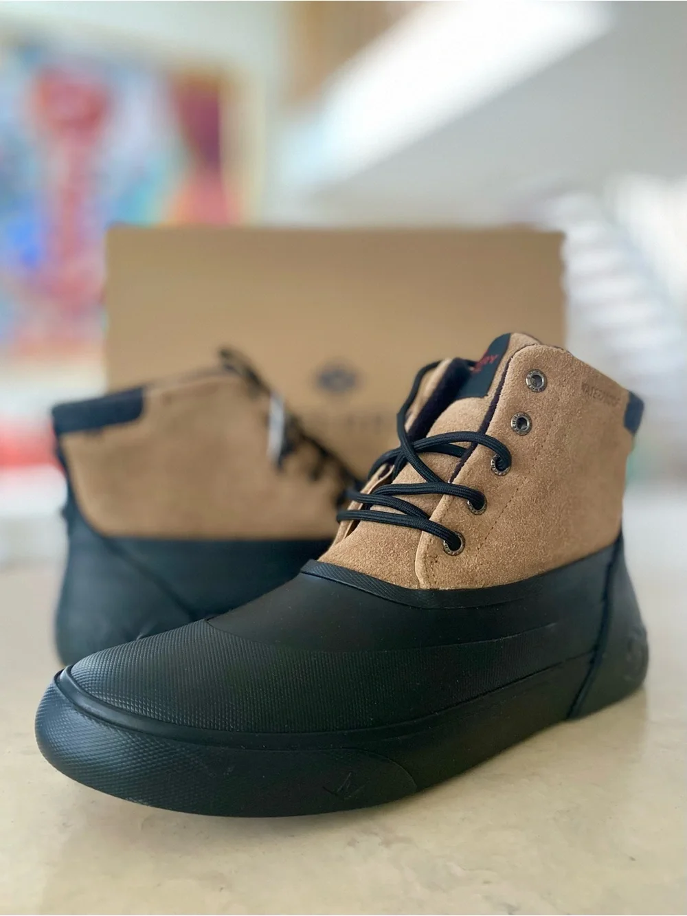 SPERRY MEN'S ICE BREAKER WATERPROOF BOOTS SIZE 9 TAN / BLACK,⁠ NEW IN BOX NIB